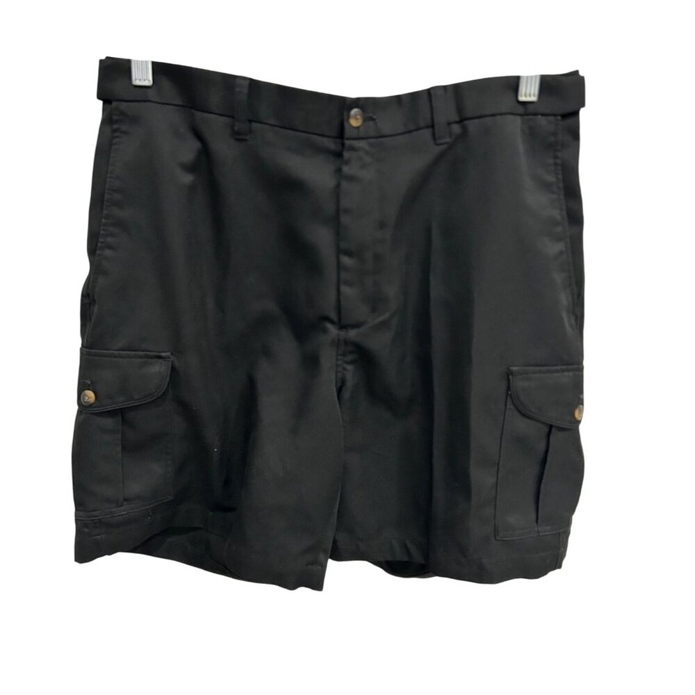 Haggar Mens Black Cargo Shorts Size 38 Button Pockets